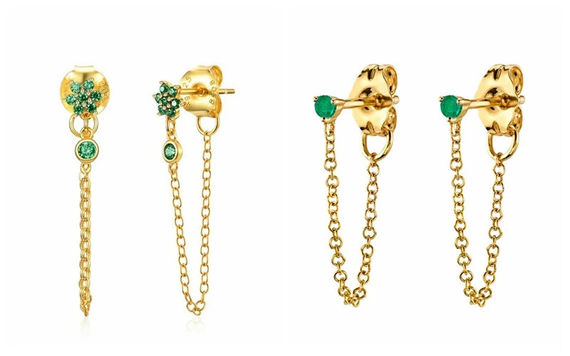 Green Zircon Gold-Tone Earrings