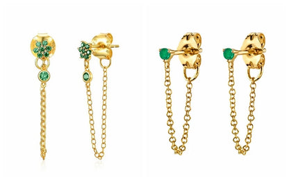 Green Zircon Gold-Tone Earrings