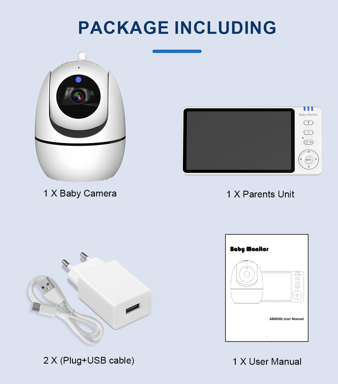 5 Inch Video Baby Monitor with Camera – PTZ Zoom Babyphone with Temperature Sensor, Lullaby & Free Shipping