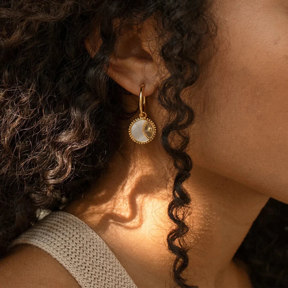 Sun & Moon Shell Hoop Earrings