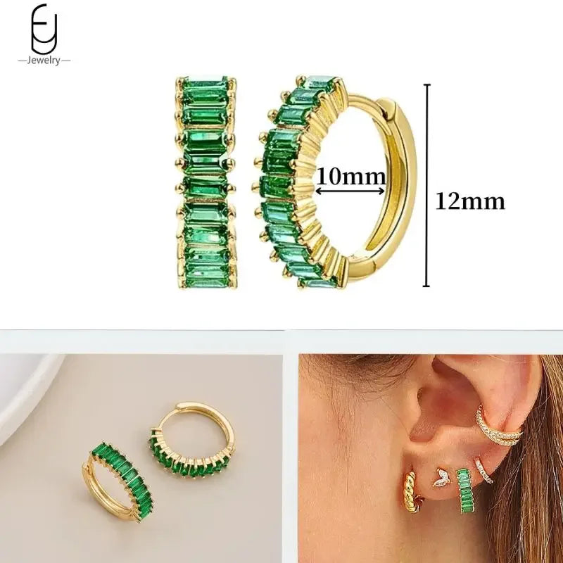Green Zircon Gold-Tone Earrings