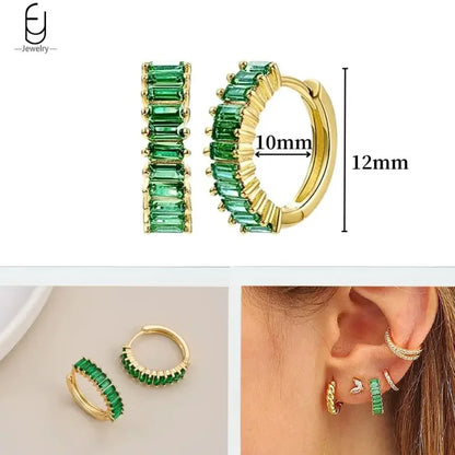 Green Zircon Gold-Tone Earrings
