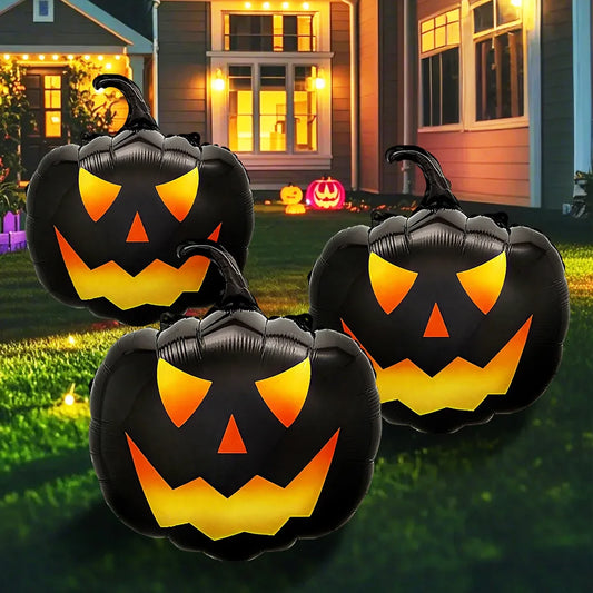 3-Piece Black Pumpkin Balloon Set – Halloween Decor