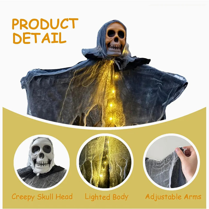 Glowing Hanging Skeleton Ghost Halloween Decoration