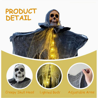 Glowing Hanging Skeleton Ghost Halloween Decoration