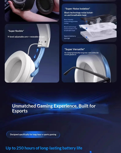 MCHOSE V9 Pro Gaming Headset – Bluetooth Wireless PC Gamer Headphones with Microphone, 7.1 Surround Sound & Low Latency