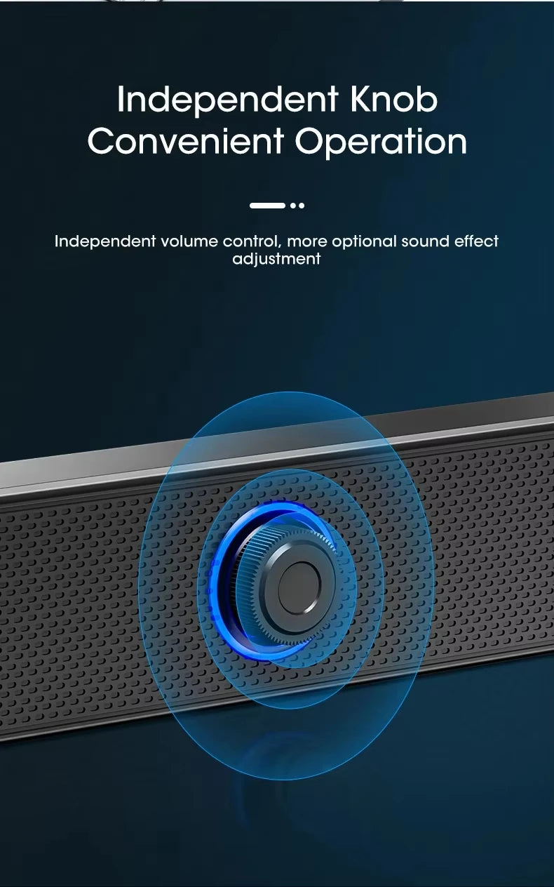 USB Powered PC Soundbar – Wired & Wireless Bluetooth Speaker for Laptop, TV, Gaming & Home Theater with Free Shipping
