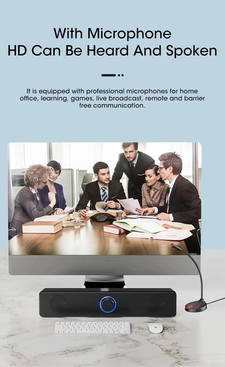 USB Powered PC Soundbar – Wired & Wireless Bluetooth Speaker for Laptop, TV, Gaming & Home Theater with Free Shipping