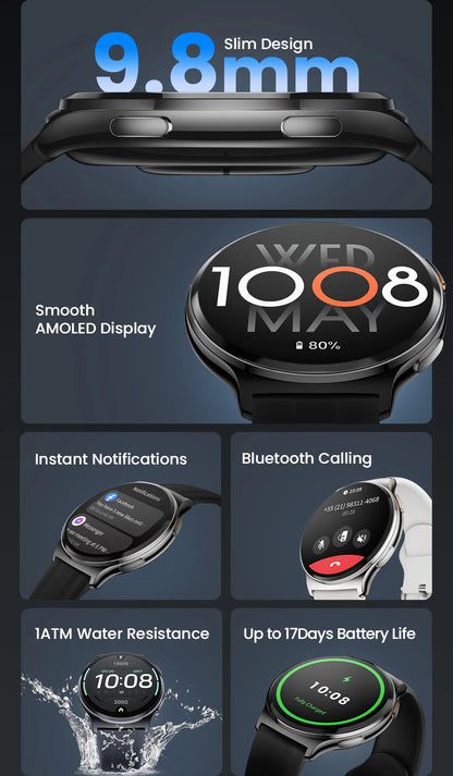 HAYLOU Solar Lite 2 Smartwatch – 1.43” AMOLED Fitness Watch with 24H Health Monitoring, 150+ Sports Modes & Voice Calling