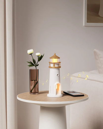Motion Sensor Moon Projection Lighthouse Night Light – Rechargeable Bedside Lamp for Bedroom & Kids Room