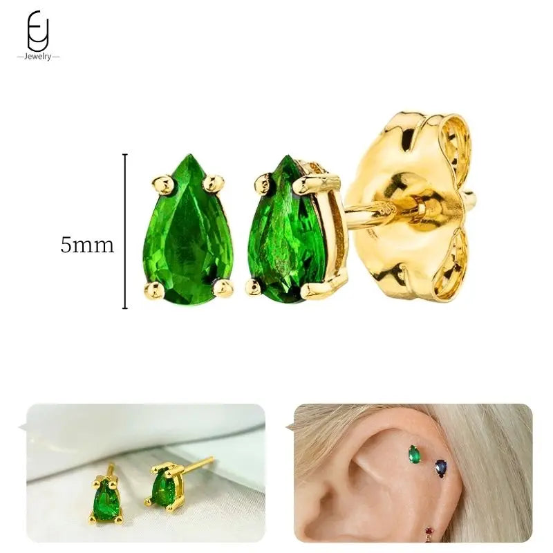 Green Zircon Gold-Tone Earrings