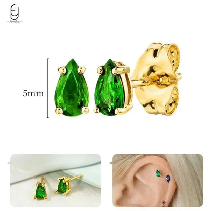 Green Zircon Gold-Tone Earrings