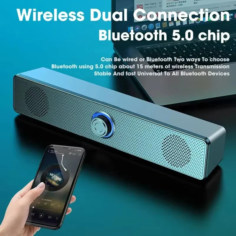 USB Powered PC Soundbar – Wired & Wireless Bluetooth Speaker for Laptop, TV, Gaming & Home Theater with Free Shipping