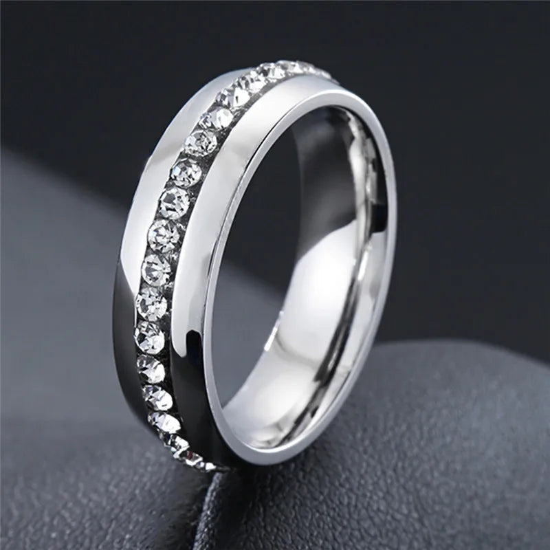 Stainless Steel CZ Band Ring