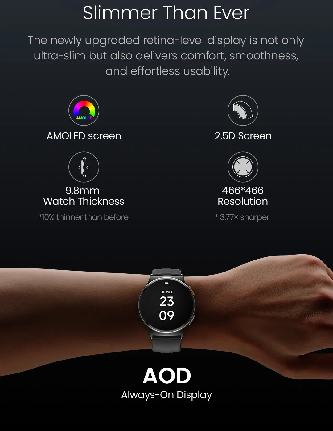 HAYLOU Solar Lite 2 Smartwatch – 1.43” AMOLED Fitness Watch with 24H Health Monitoring, 150+ Sports Modes & Voice Calling
