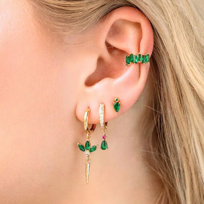 Green Zircon Gold-Tone Earrings