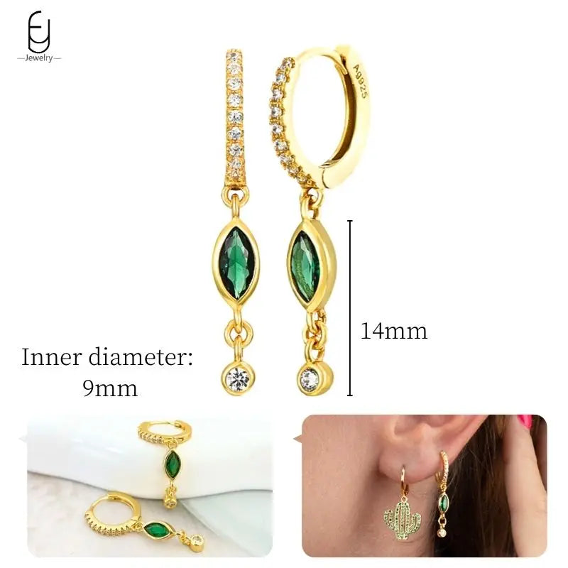 Green Zircon Gold-Tone Earrings