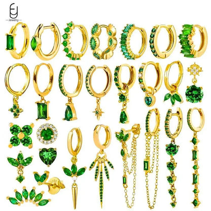 Green Zircon Gold-Tone Earrings
