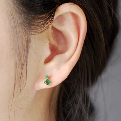 Green Zircon Gold-Tone Earrings