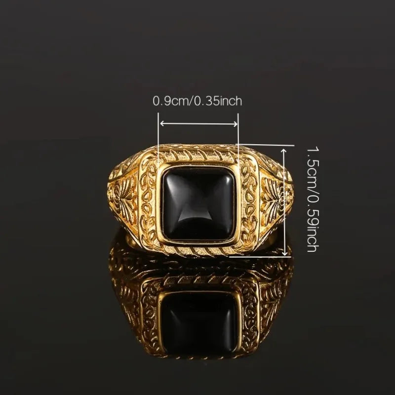 Vintage Black Square Stone Ring