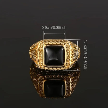 Vintage Black Square Stone Ring