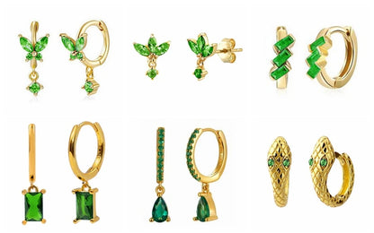 Green Zircon Gold-Tone Earrings