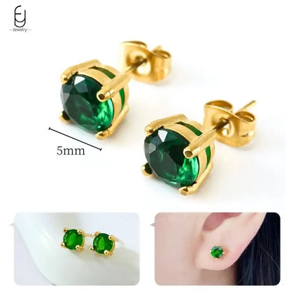 Green Zircon Gold-Tone Earrings