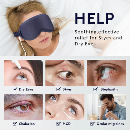 Heated Eye Mask with Vibration Massage – 3 Heat Levels & 6 Modes