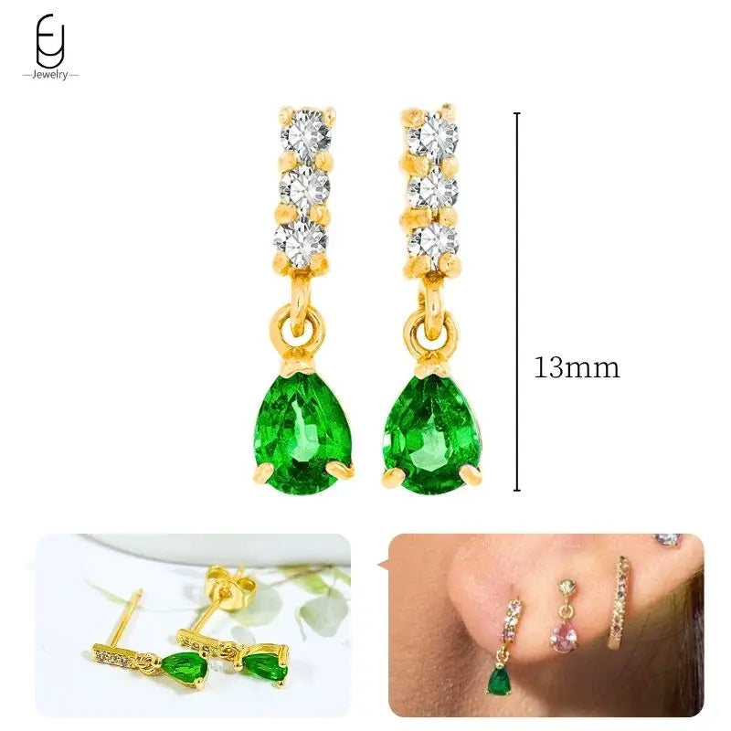 Green Zircon Gold-Tone Earrings