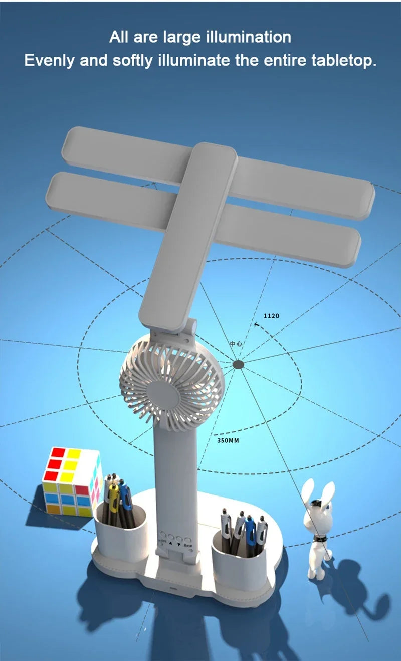 3-in-1 LED Desk Lamp with Fan and Phone Holder