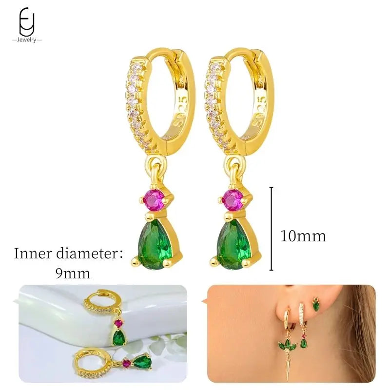 Green Zircon Gold-Tone Earrings