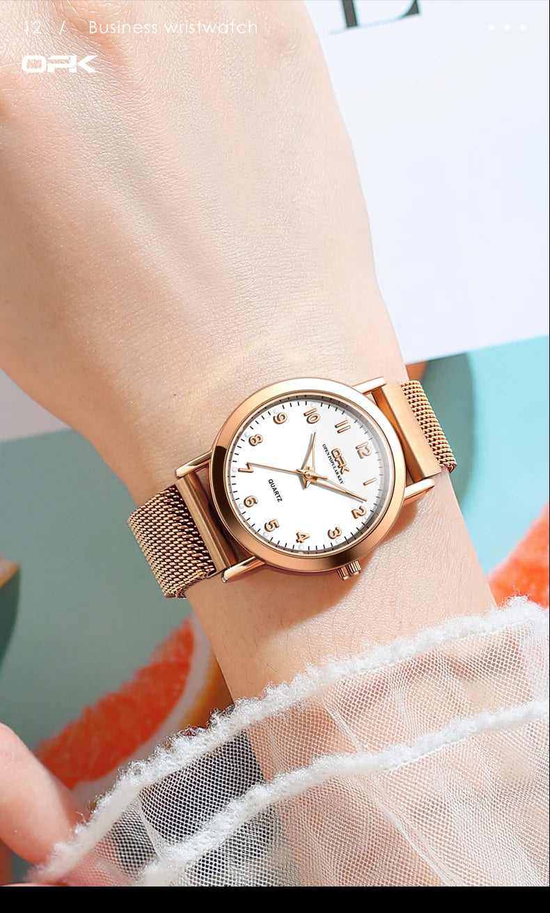 Elegant Women’s Quartz Watch – Stainless Steel Mesh Strap with Free Shipping