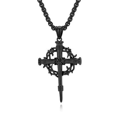 Thorn Wreath Cross Necklace