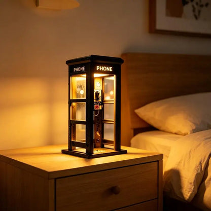 Vintage Telephone Booth Desk Lamp – Retro Nightstand Light with Free Shipping