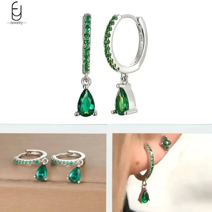 Green Zircon Gold-Tone Earrings