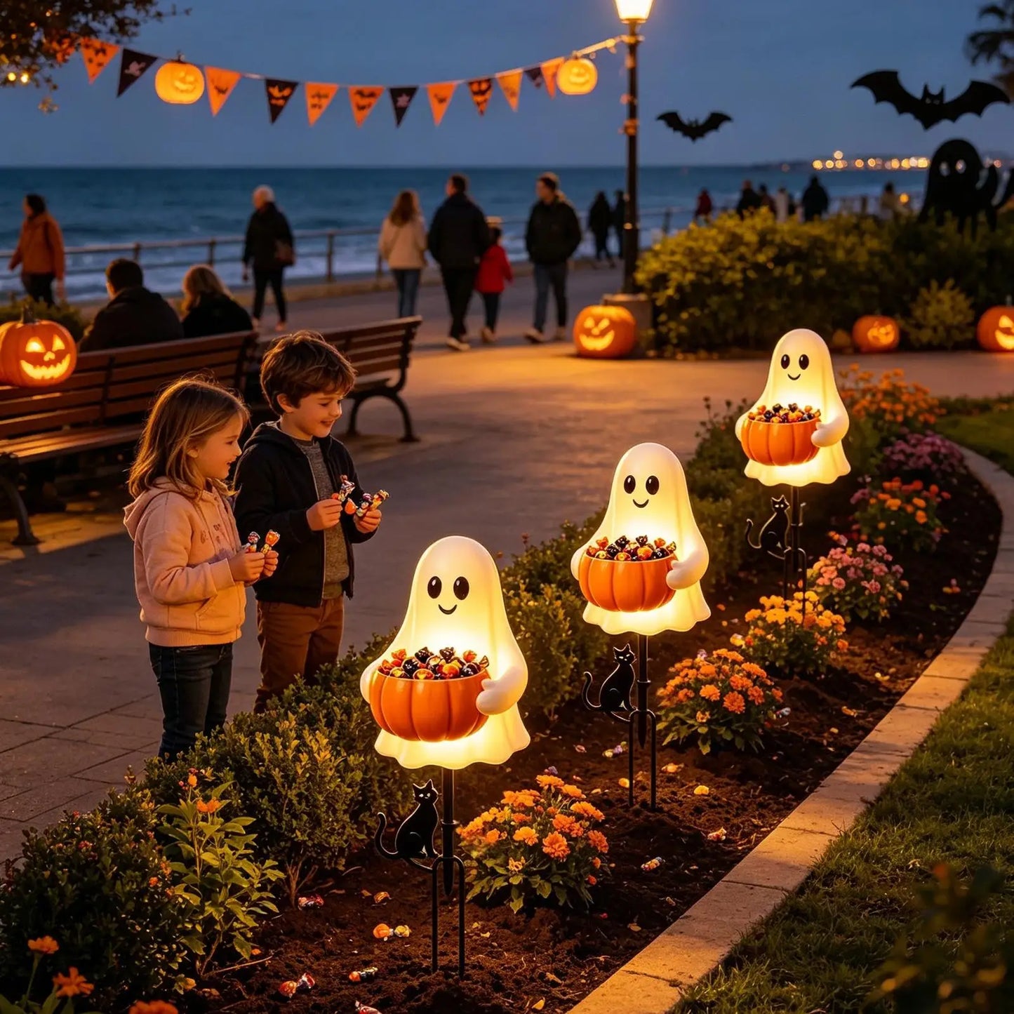 Halloween Ghost Candy Bowl Garden Stake