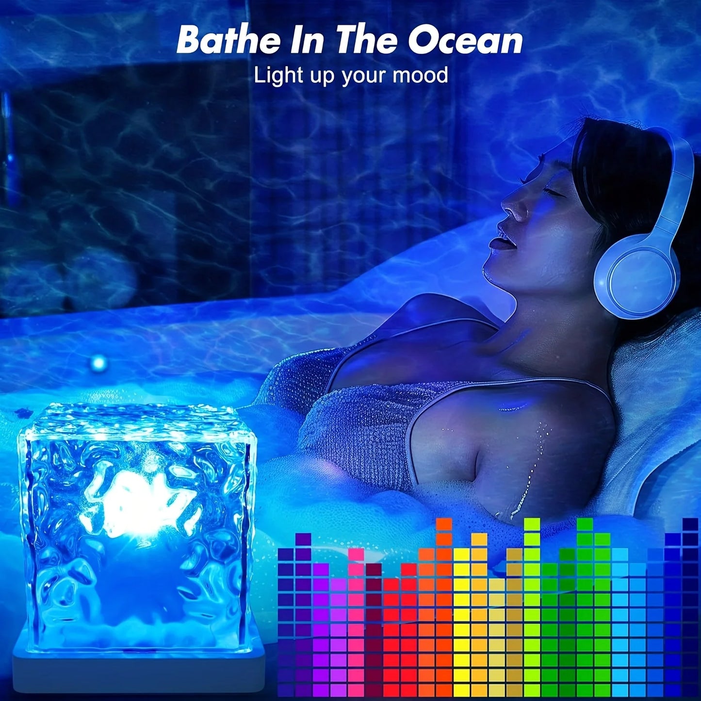 Rechargeable Ocean Wave Shower Light – 16 Color Bathroom Spa Lamp
