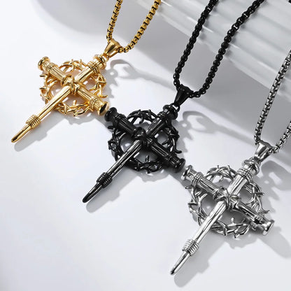 Thorn Wreath Cross Necklace