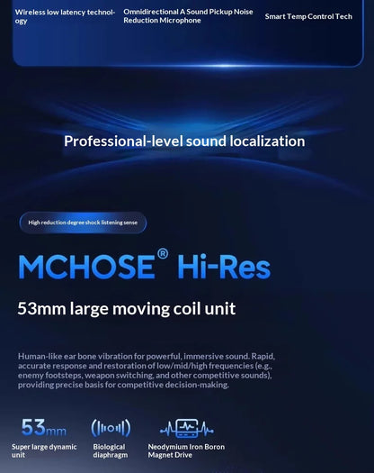 MCHOSE V9 Pro Gaming Headset – Bluetooth Wireless PC Gamer Headphones with Microphone, 7.1 Surround Sound & Low Latency