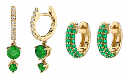 Green Zircon Gold-Tone Earrings