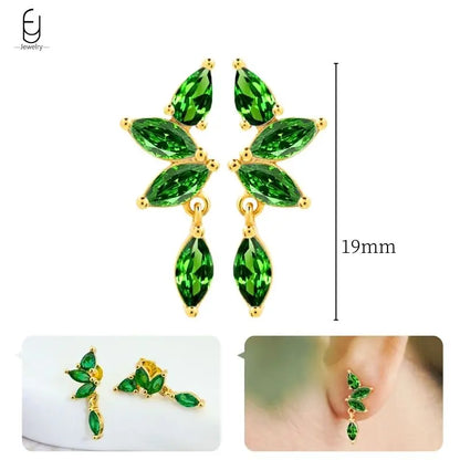 Green Zircon Gold-Tone Earrings