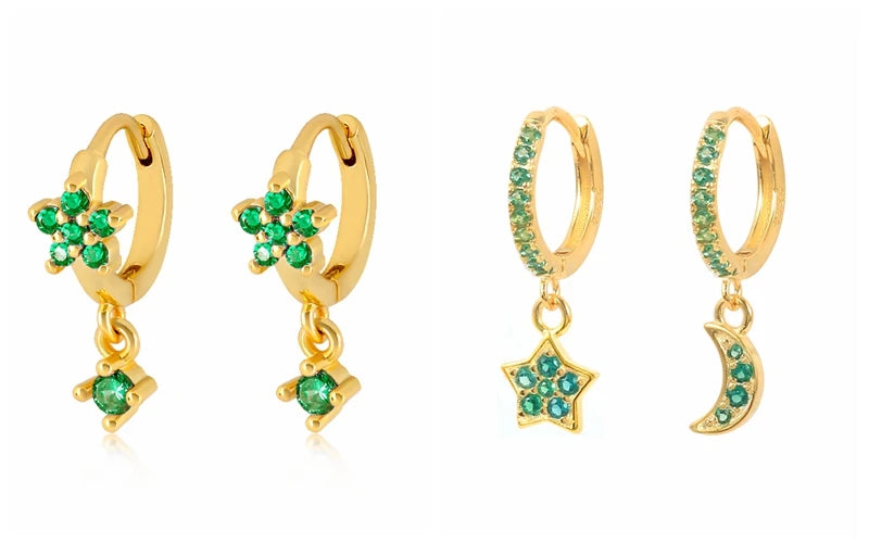 Green Zircon Gold-Tone Earrings