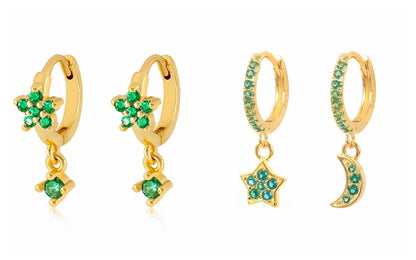 Green Zircon Gold-Tone Earrings