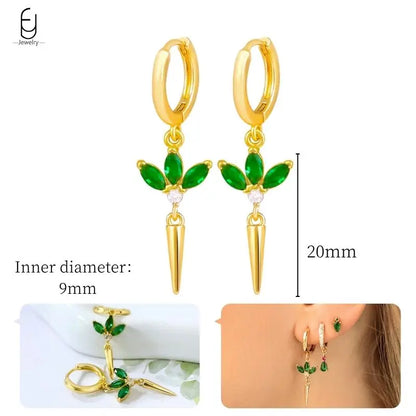 Green Zircon Gold-Tone Earrings