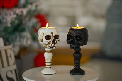 Gothic Skull Resin Candle Holder