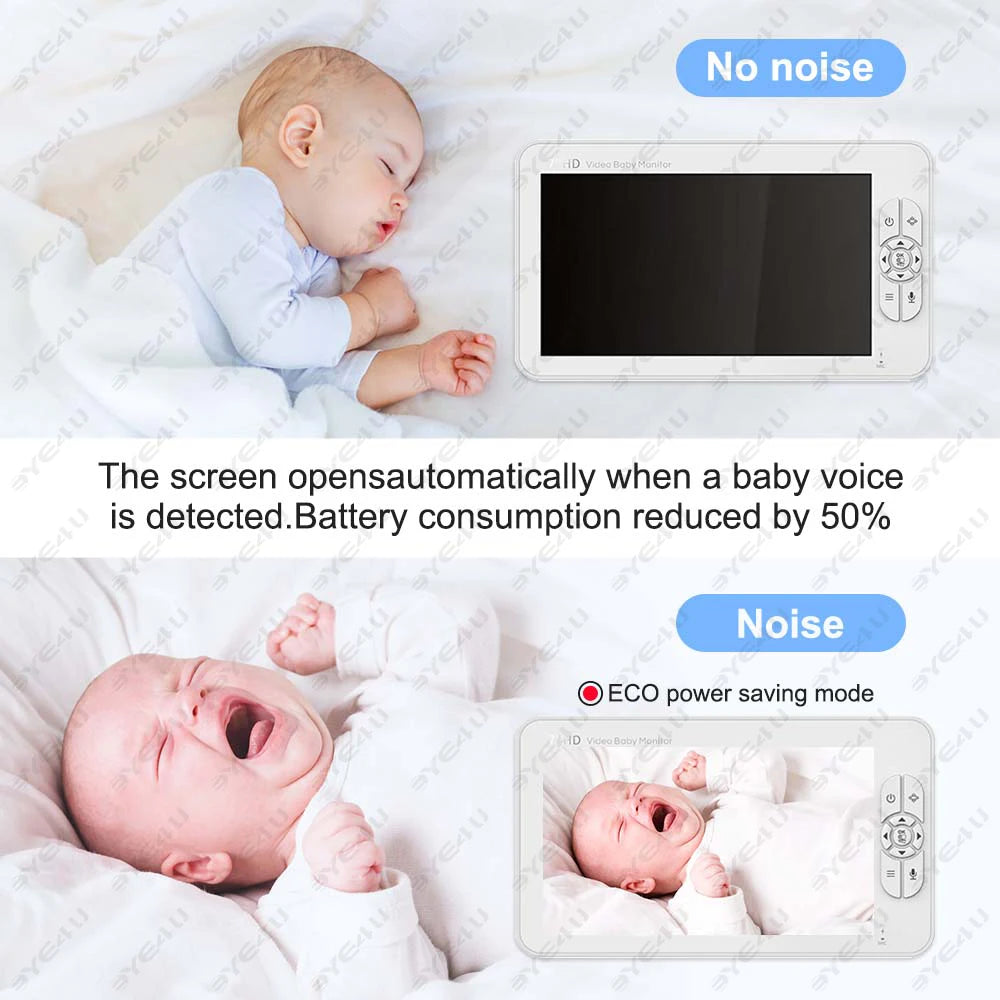 5 Inch Video Baby Monitor with Camera – PTZ Zoom Babyphone with Temperature Sensor, Lullaby & Free Shipping