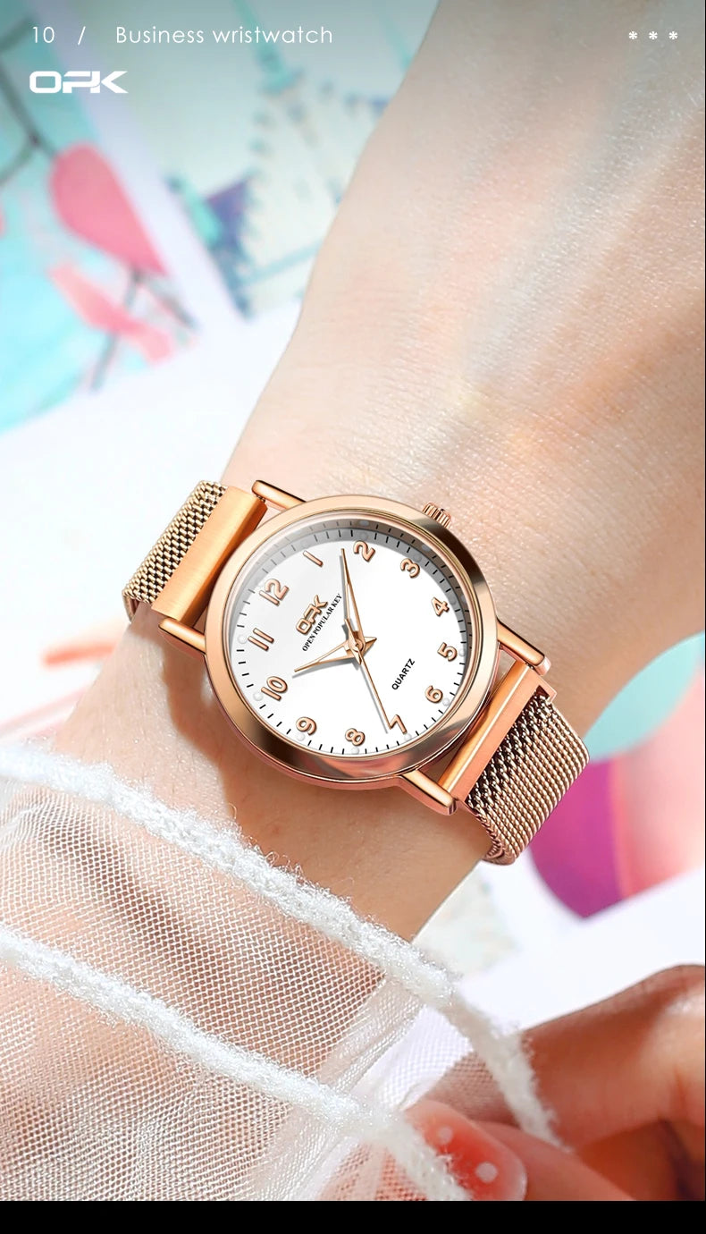 Elegant Women’s Quartz Watch – Stainless Steel Mesh Strap with Free Shipping