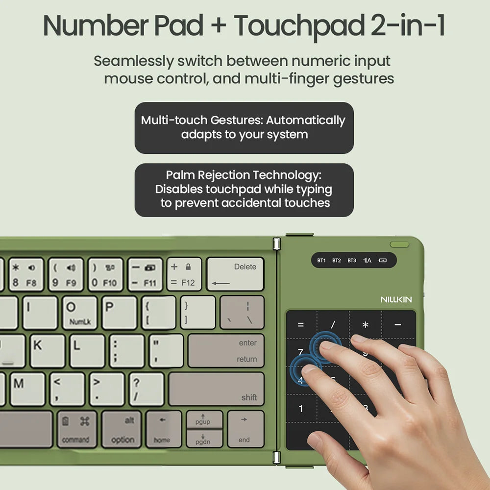 Foldable Bluetooth Keyboard with Touchpad for iPad, Tablet & Laptop