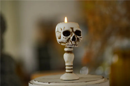 Gothic Skull Resin Candle Holder