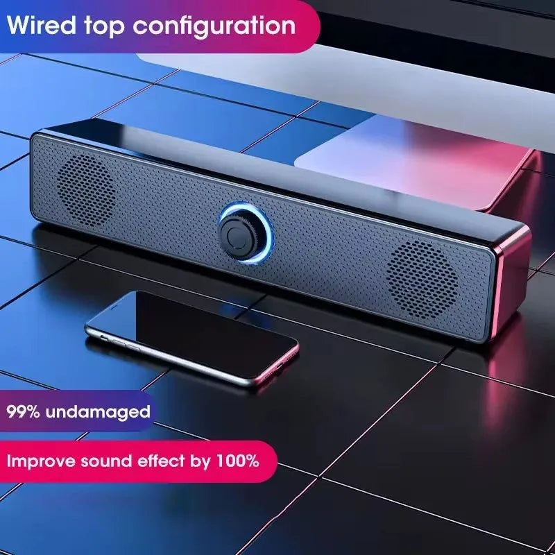 USB Powered PC Soundbar – Wired & Wireless Bluetooth Speaker for Laptop, TV, Gaming & Home Theater with Free Shipping